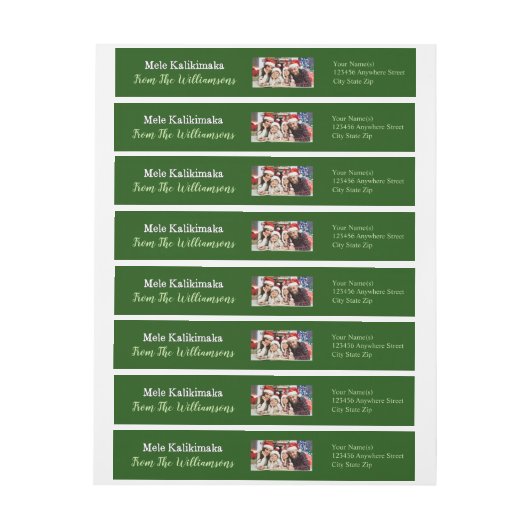 写真の緑のMeleあなたのKalikimakaの差出人住所 ラップアラウンドラベル (シート)