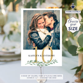 写真の緑結婚の金ゴールドの表番号記号 招待状