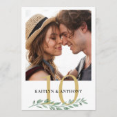 写真の緑結婚の金ゴールドの表番号記号 招待状 (裏面)