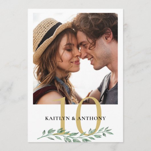 写真の緑結婚の金ゴールドの表番号記号 招待状 (裏面)