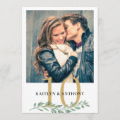 写真の緑結婚の金ゴールドの表番号記号 招待状 (正面)