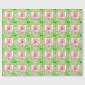 写真の緑/白ののパタストライプーン ラッピングペーパー (フラット)