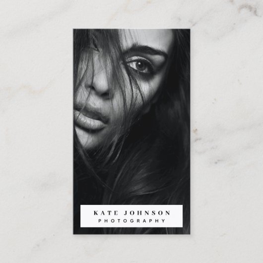 写真の縦型ビジネスのロゴ（フルフォト） 名刺 (正面)