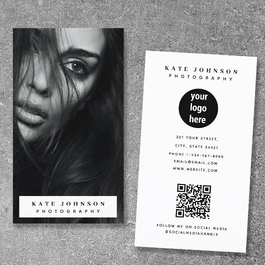 写真の縦型ビジネスのロゴ（フルフォト） 名刺
