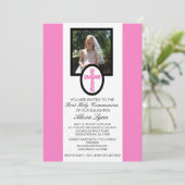 写真の聖餐の招待状が付いているピンクの十字 招待状 (スタンド正面)