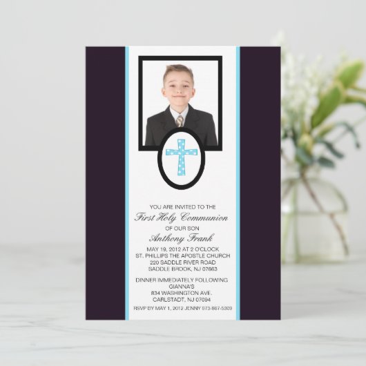 写真の聖餐の招待状が付いている青い十字 招待状 (スタンド正面)