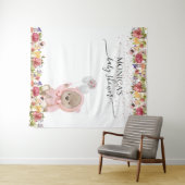 写真の背景ベビーシャワーピンクテディベア タペストリー (インサイチュ(横))