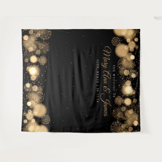 写真の背景幕の冬の結婚式は金ゴールドライトを示します タペストリー (正面(横))