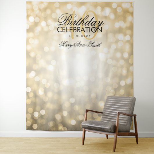 写真の背景幕の第40誕生日の金ゴールドのグリッターライト タペストリー (インサイチュ)
