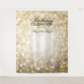 写真の背景幕の第40誕生日の金ゴールドのグリッターライト タペストリー (正面)