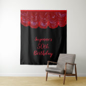 写真の背景50th誕生日パーティブラックレッド タペストリー (インサイチュ)
