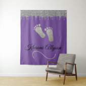 写真の背景 ベビーシャワー 足 シルバー グリッター タペストリー (インサイチュ)