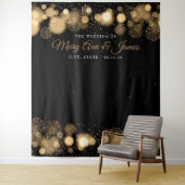 写真の背景 冬の結婚式 名前 ゴールド ライト タペストリー (インサイチュ)
