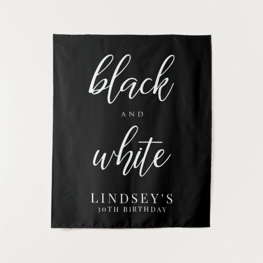 写真の背景、白黒パーティー タペストリー (正面)