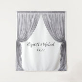 写真の背景 結婚式 エレガント シルバーカーテン タペストリー (正面)