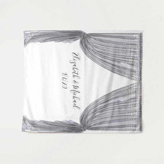 写真の背景 結婚式 エレガント シルバー カーテン タペストリー (正面(横))