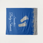 写真の背景 赤ちゃんのお祝い 足 銀のグリッター タペストリー (正面(横))