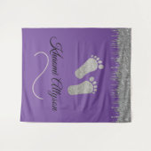 写真の背景 赤ちゃんのお祝い 足 銀のグリッター タペストリー (正面(横))