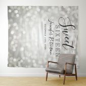 写真の背景 16歳の誕生日 シルバー グリッター ライト タペストリー (インサイチュ(横))