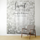 写真の背景 16歳の誕生日 シルバー グリッター ライト タペストリー (インサイチュ)