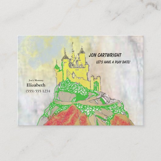 写真の背部との城の演劇の日付の招待 コーリングカード (正面)