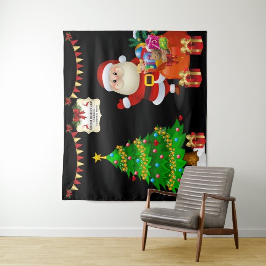 写真の自撮り背景クリスマスプレゼント文字 タペストリー (インサイチュ)