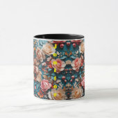 写真の花の模様がモダン細胞結婚を描く マグカップ (中央)