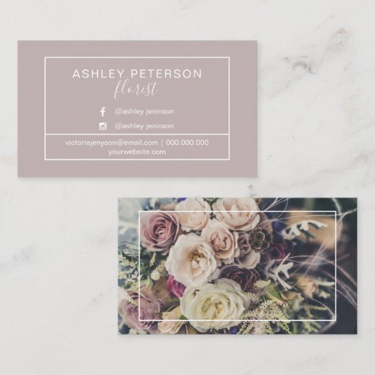 写真の花屋フレームのタイポグラフィ 名刺 (正面/裏面)