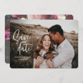 写真の花幾何学的な結婚式の写真 セーブザデート (正面/裏面)