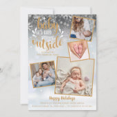 写真の誕生のお知らせクリスマスホリデー シーズンカード (正面)