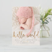 写真の誕生のお知らせ | ガールハローワールド金ゴールド 案内状 (スタンド正面)