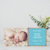 写真の誕生のお知らせ、ブルーレターボードサインイン 招待状 (スタンド正面)