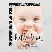 写真の誕生のお知らせ |男の赤ちゃんモダンスクリプト 案内状 (正面/裏面)