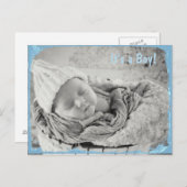 写真の誕生のお知らせ(男の赤ちゃん) 案内ポストカード (正面/裏面)