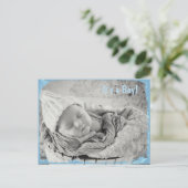 写真の誕生のお知らせ(男の赤ちゃん) 案内ポストカード (スタンド正面)