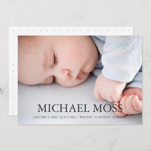 写真の誕生の発表|の一流の写真 案内状 (正面/裏面)