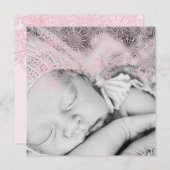 写真の誕生の発表-女の子 案内状 (正面/裏面)