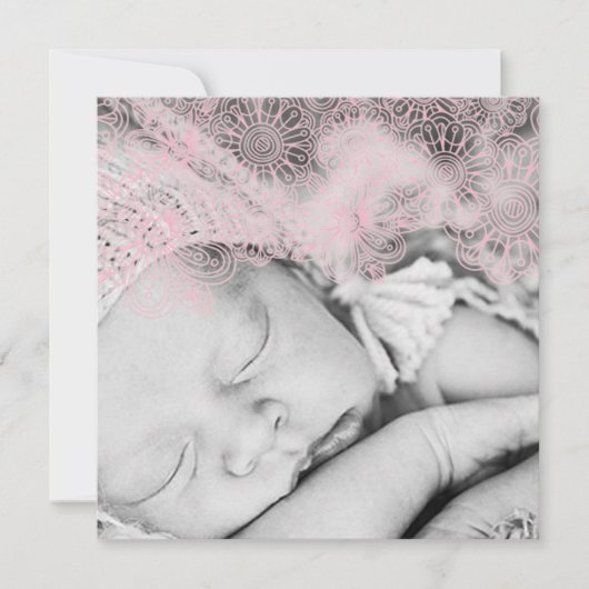 写真の誕生の発表-女の子 案内状 (正面)
