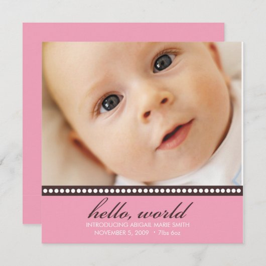 写真の誕生の発表 案内状 (正面/裏面)