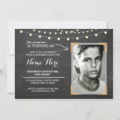 写真の誕生会のチョークメンズレディース第60招待 招待状 (正面)