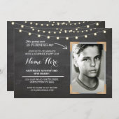 写真の誕生会のチョークメンズレディース第60招待 招待状 (正面/裏面)