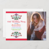 写真の誕生会の花のフェスタのメキシコ人Viva 招待状 (正面/裏面)