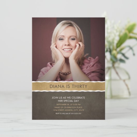 写真の誕生日の招待状の第30パーティーの写真 招待状 (スタンド正面)