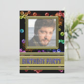 写真の誕生日パーティー招待（バブル付き） 招待状 (スタンド正面)