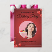 写真の誕生日招待状 招待状 (正面/裏面)