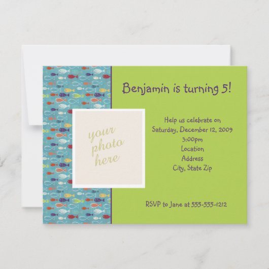 写真の誕生日招待状 招待状 (正面)