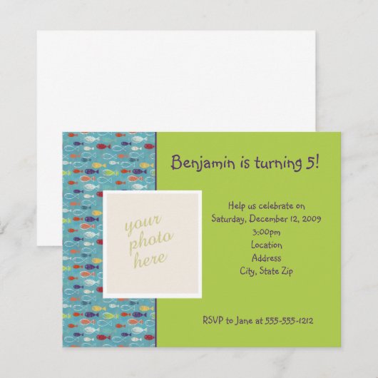 写真の誕生日招待状 招待状 (正面/裏面)