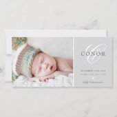 写真の誕生発表スウィート新生児グレー 案内状 (正面)
