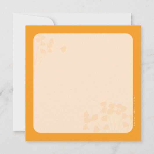 写真の誕生発表ハートスポットオレンジの植物 案内状 (裏面)