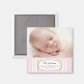 写真の誕生発表マグネット – ベビーガール マグネット (正面/裏面)